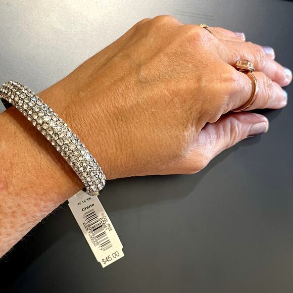 2028 Crystal Silver Tone Hinged Bracelet (NWT) - Picture 6 of 6